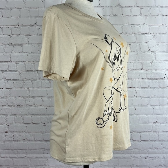Disney Tinkerbell Crew Neck Graphic Short Sleeve Tee Tan Women’s XXL - Picture 3 of 5